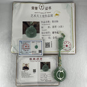 Gold Award Grand Master Type A Icy Bluesish Green Ping An Kou with Mystical Beast Jadeite Pendant 35.90g 43.8 by 8.0mm - Huangs Jadeite and Jewelry Pte Ltd