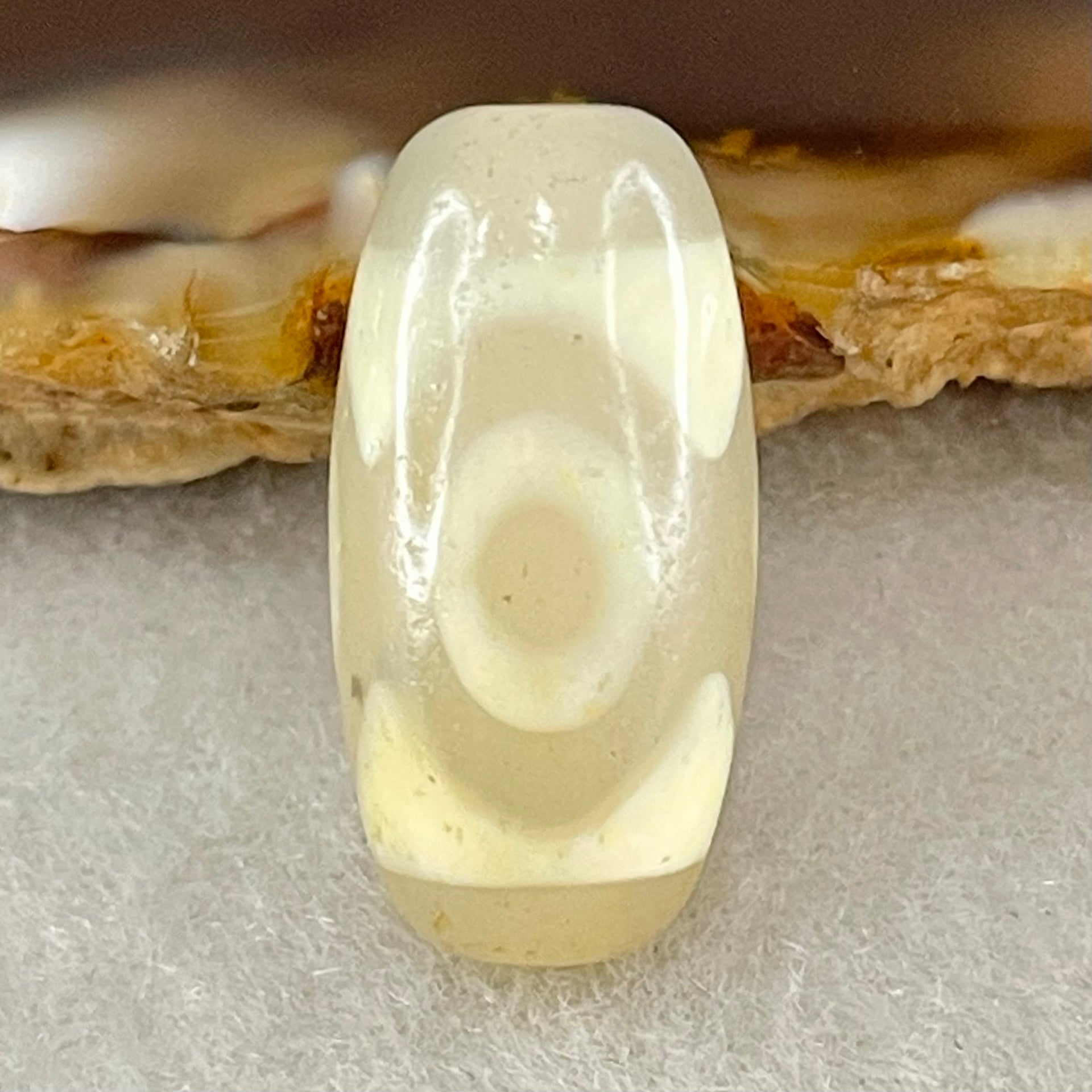 Natural Powerful Tibetan Old Oily Agate 3 Eyes Dzi Bead Heavenly Master (Tian Zhu) 三眼天诛 2.93g 20.0 by 10.2mm - Huangs Jadeite and Jewelry Pte Ltd