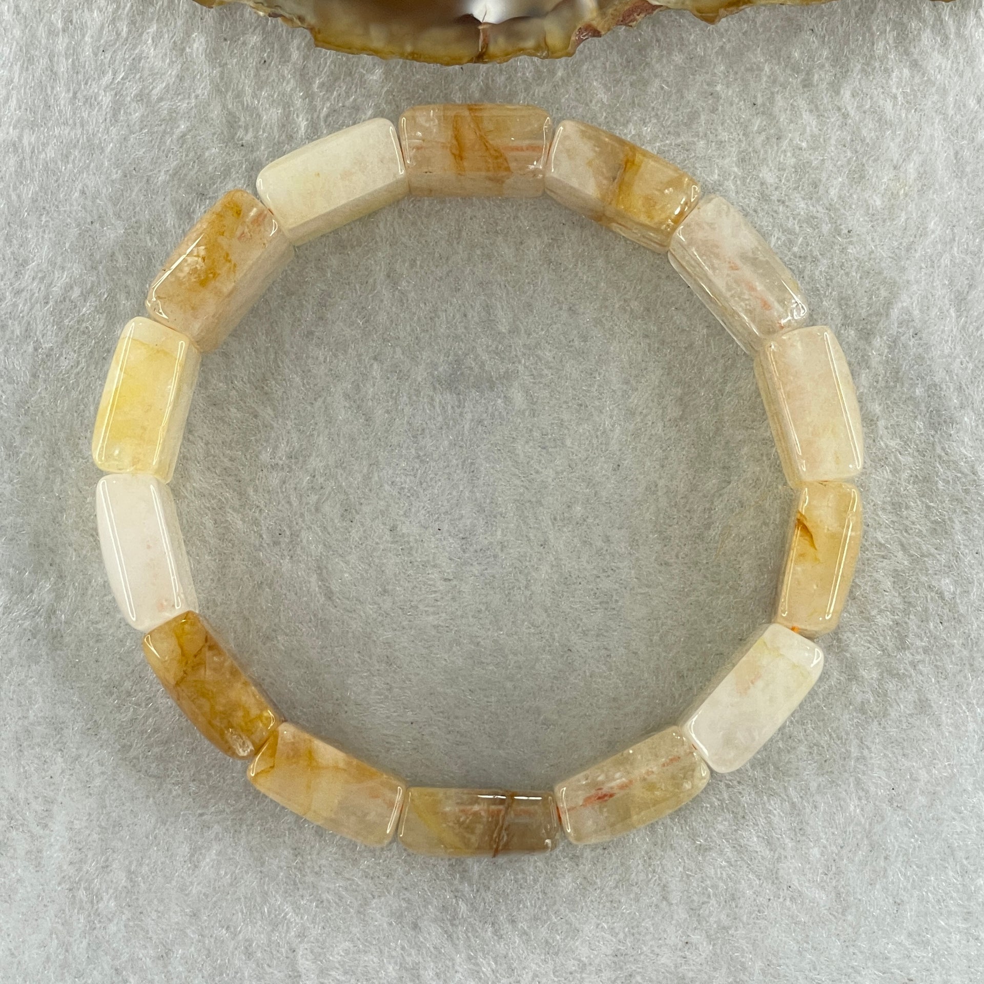 Natural Ferruginous Quartz Bracelet 39.03g 17cm 14.1 by 14.2 by 6.6mm 14 pcs - Huangs Jadeite and Jewelry Pte Ltd