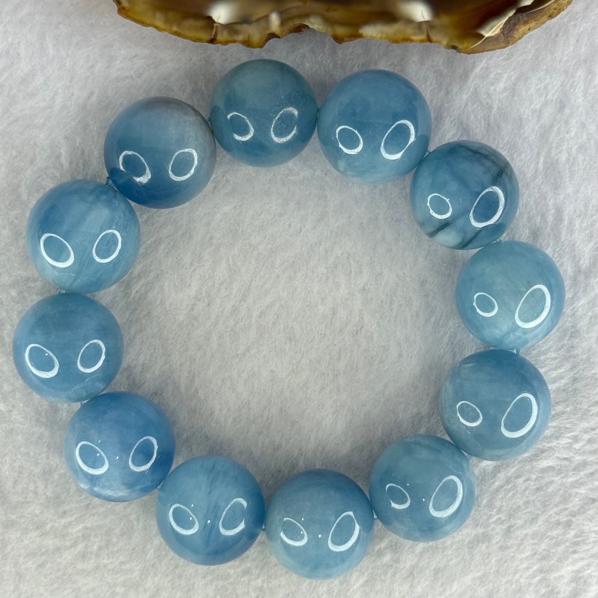 Natural Aquamarine Beads Bracelet 109.28g 18.5cm 19.2mm 12 Beads - Huangs Jadeite and Jewelry Pte Ltd
