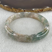 Natural Icy Green with White Flower Agate Bangle 39.69g Internal Diameter 61.3mm 11.8 by 7.7mm (Perfect) - Huangs Jadeite and Jewelry Pte Ltd