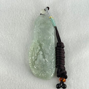 Type A Light Blueish Green Jadeite Seeking Enlightenment with Buddha Pendant 68.18g 78.6 by 32.5 by 12.5mm - Huangs Jadeite and Jewelry Pte Ltd