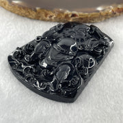 Type A Opaque to Partial Translucent Black Omphacite Jadeite Zhong Kui Pendant 37.41g 64.9 by 49.5 by 8.8mm - Huangs Jadeite and Jewelry Pte Ltd