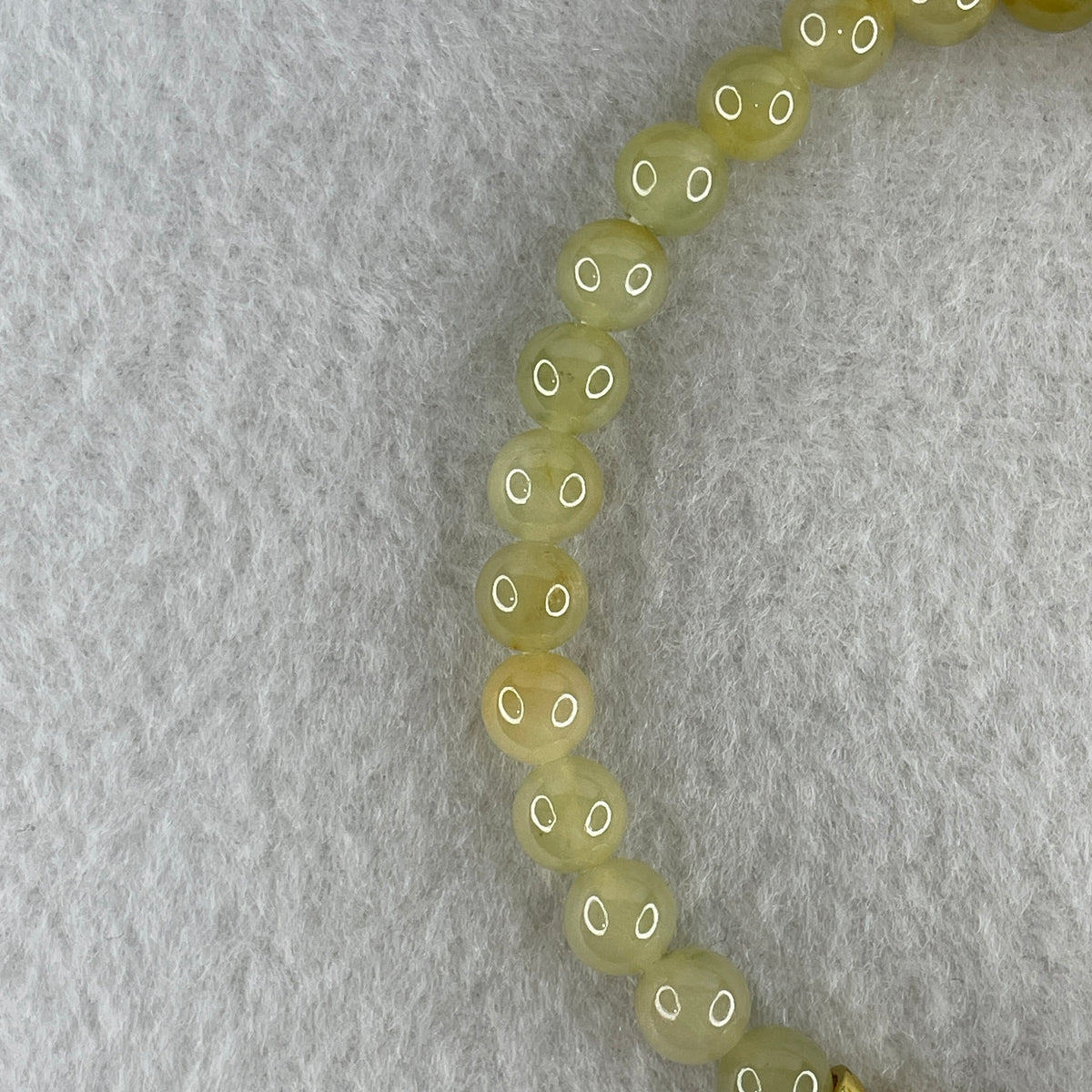 Natural Type A Semi Icy Yellowish Jadeite Beads Bracelet | (17.72g | 19.5cm | 6.8mm x 28 Beads | Solar Plexus & Root Chakra Synergy, "Huang Fei" Abundance Catalyst & Feng Shui Wealth Anchor) - Huangs Jadeite and Jewelry Pte Ltd