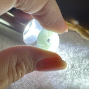 Natural Type A Semi-Icy Blueish-Green Jadeite Ping An Kou Pendant | 14mm Delicate Translucent Jade Peace Disc Talisman (1.67g | 14.0 x 4.4mm) - Huangs Jadeite and Jewelry Pte Ltd