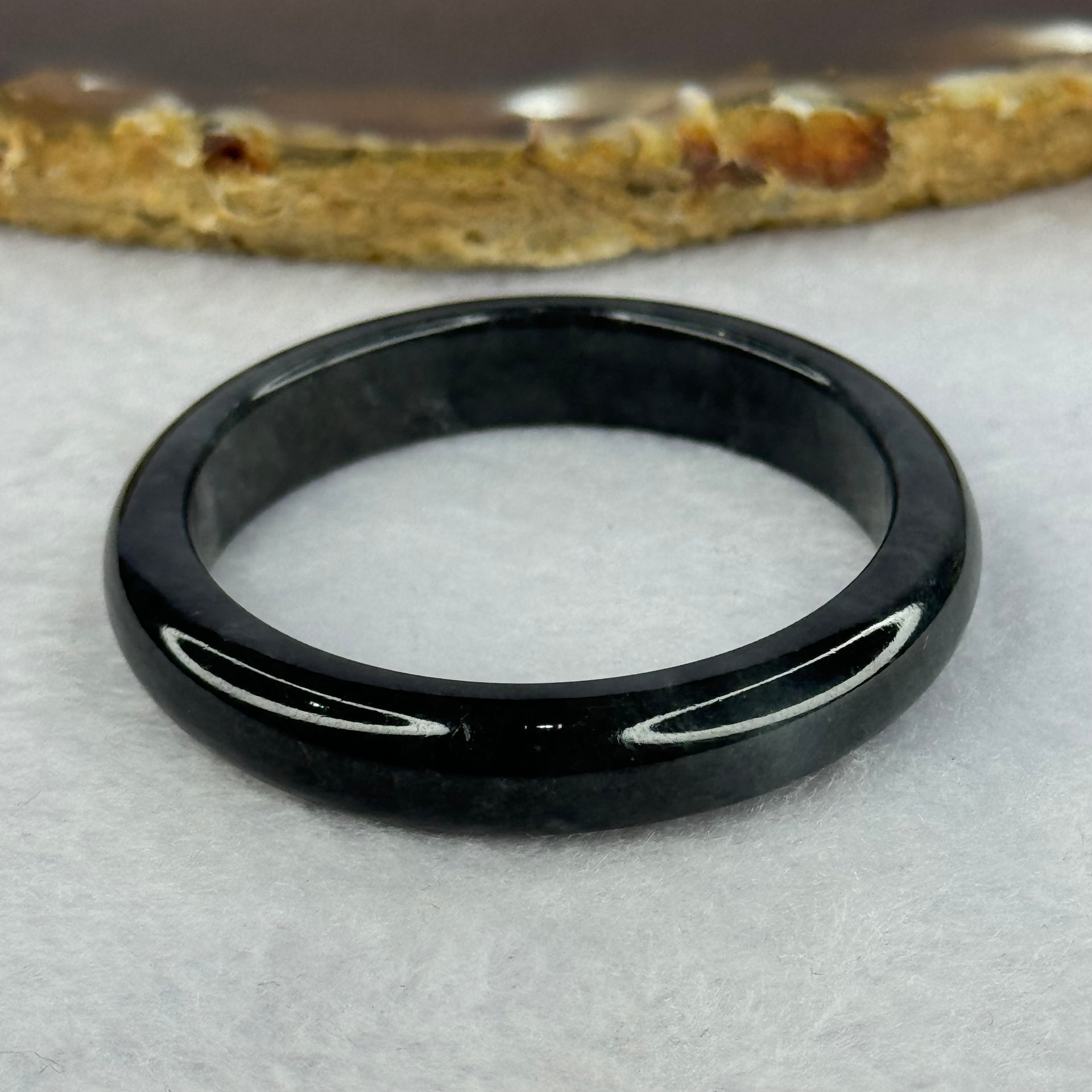 Type A Highly Translucent Black Grey Wuji Jadeite Baby Bangle 13.48g Internal Diameter 36.4mm 7.8 by 5.2mm (Very Slight External Rough) - Huangs Jadeite and Jewelry Pte Ltd