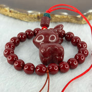 Natural Red Cinnabar Beads with 3D Baby Deer Pendent and Hulu Pair Charm 49.10g 8.3mm 20 Beads 35.2 by 28.9 by 18.7mm - Huangs Jadeite and Jewelry Pte Ltd