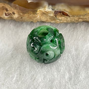 Natural Type A Lao Keng Old Mine Green Jadeite Flora Carving Bead Charm 1.32g 11.0mm - Huangs Jadeite and Jewelry Pte Ltd
