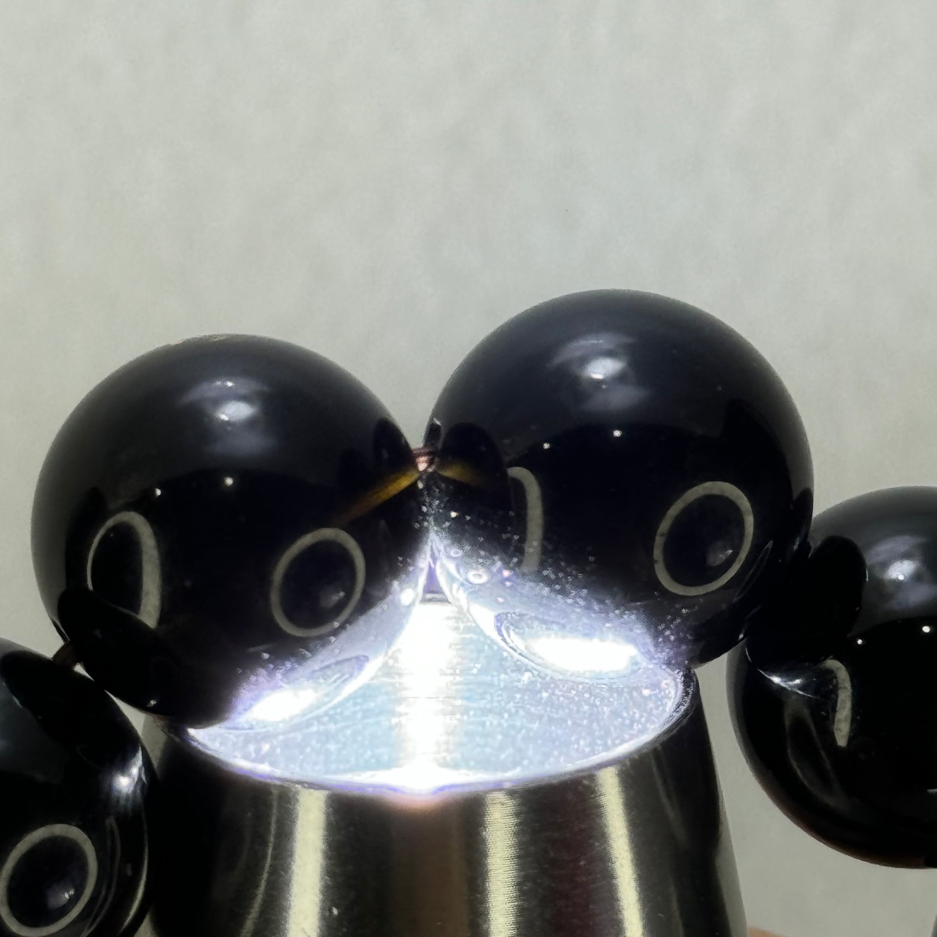 Natural Black Moldavite Meteorite Crystal Beads Bracelet 52.32g 18cm 14.3mm 15 Beads - Huangs Jadeite and Jewelry Pte Ltd