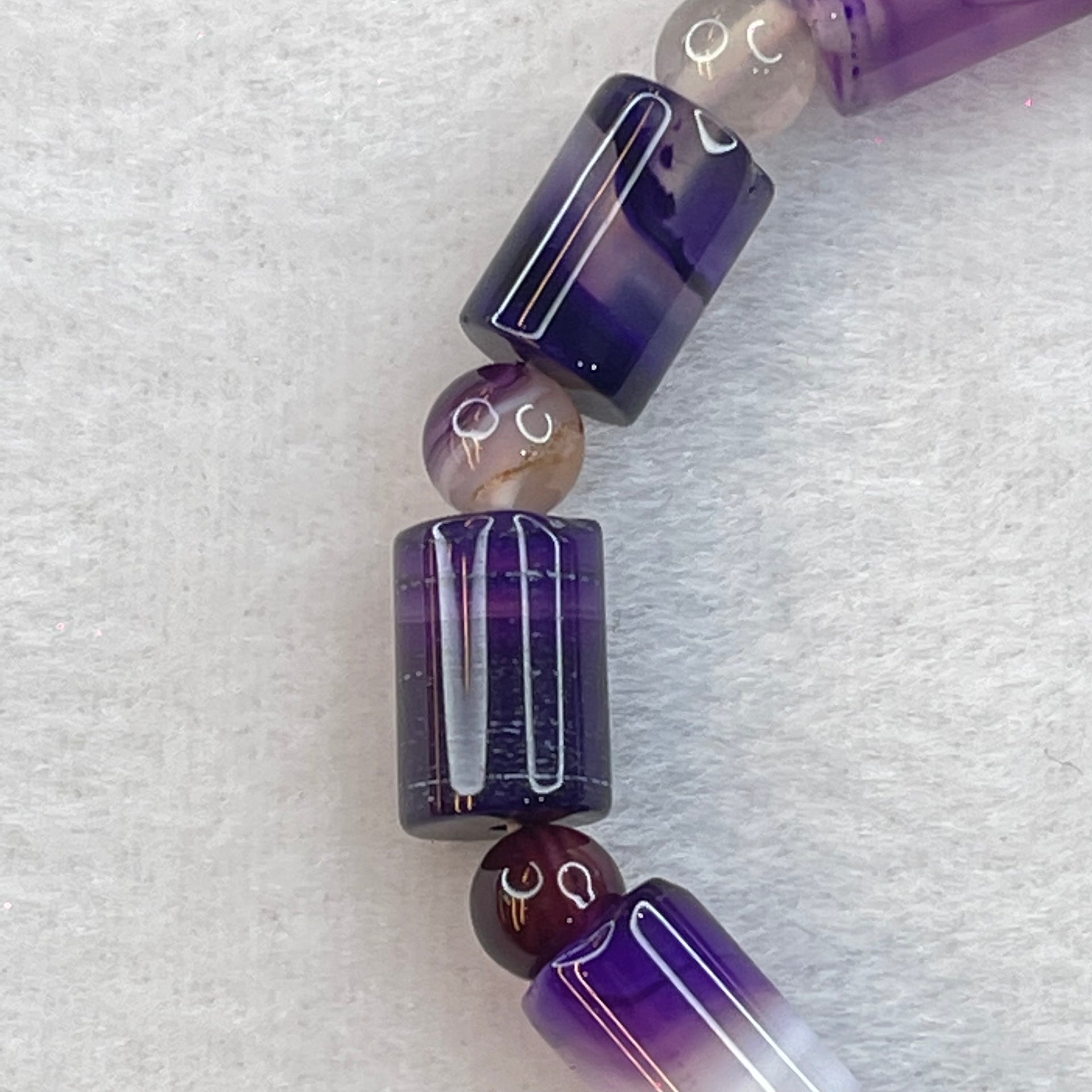 Purple and White Agate Bracelet 20.16g 16cm 12.1 by 8.1mm 11 Lulu Tong - Huangs Jadeite and Jewelry Pte Ltd