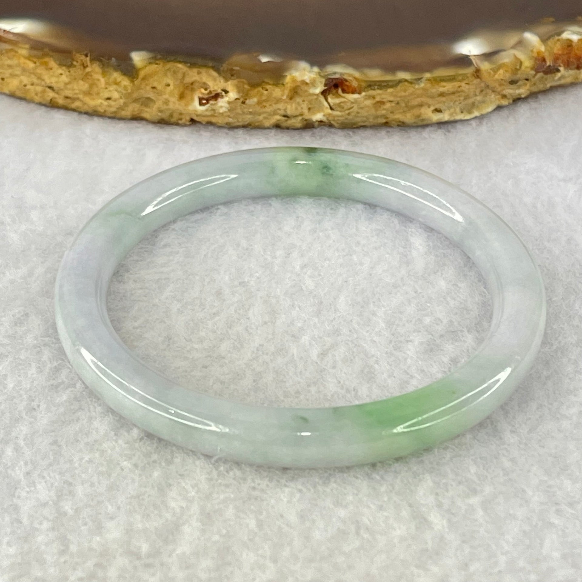 Type A Lavender and Green Jadeite Bangle Internal Diameter 43.7mm 14.65g 6.0 by 6.0mm (Very Very Fine Internal Line) - Huangs Jadeite and Jewelry Pte Ltd