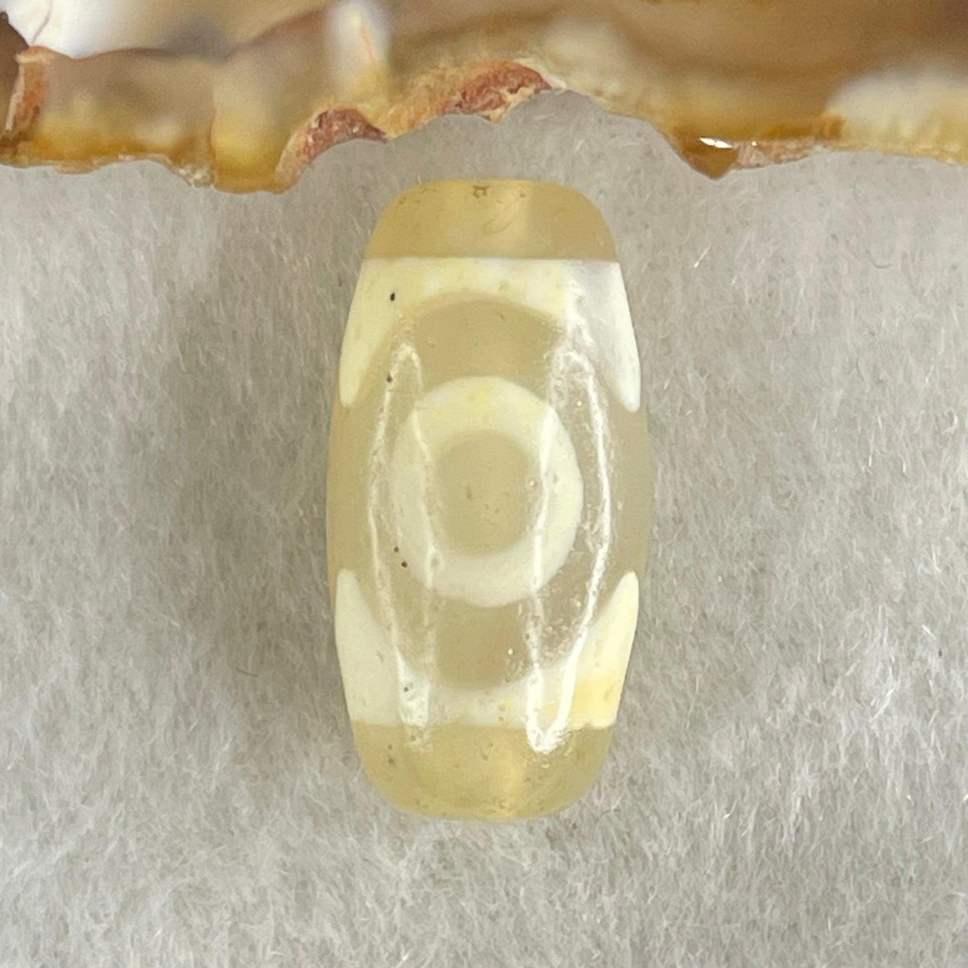 Natural Powerful Tibetan Old Oily Agate 3 Eyes Dzi Bead Heavenly Master (Tian Zhu) 三眼天诛 3.00g 20.0 by 10.2mm - Huangs Jadeite and Jewelry Pte Ltd