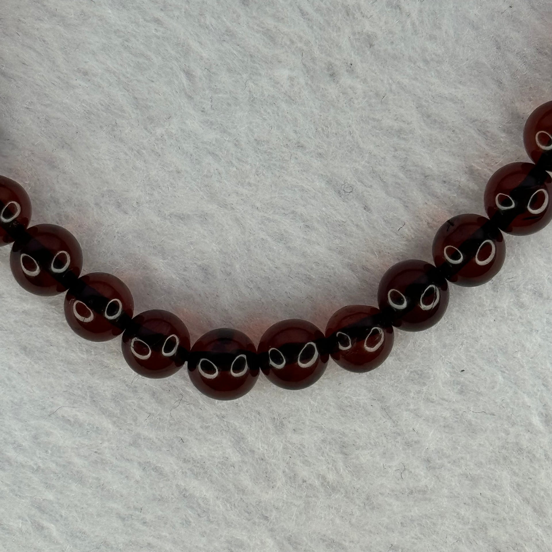 Natural Dark Red Blood Amber Beads Bracelet 天然血珀手链 4.85g 15.5cm 6.3mm 28 Beads - Huangs Jadeite and Jewelry Pte Ltd