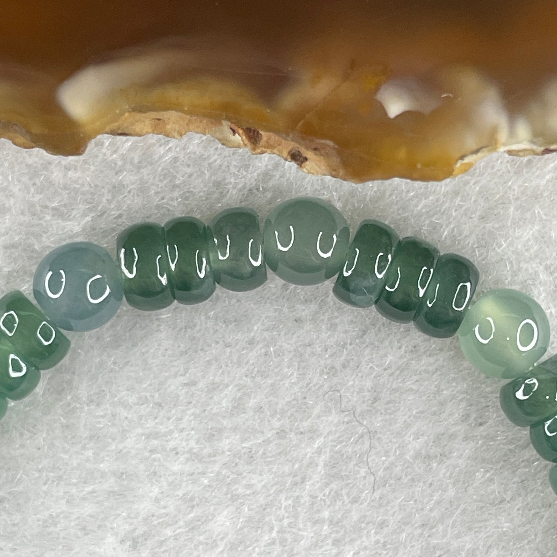 Natural Type A Semi Icy Blueish Green Jadeite Donut Beads Bracelet 8.59g 15cm 5.0mm 56Beads - Huangs Jadeite and Jewelry Pte Ltd