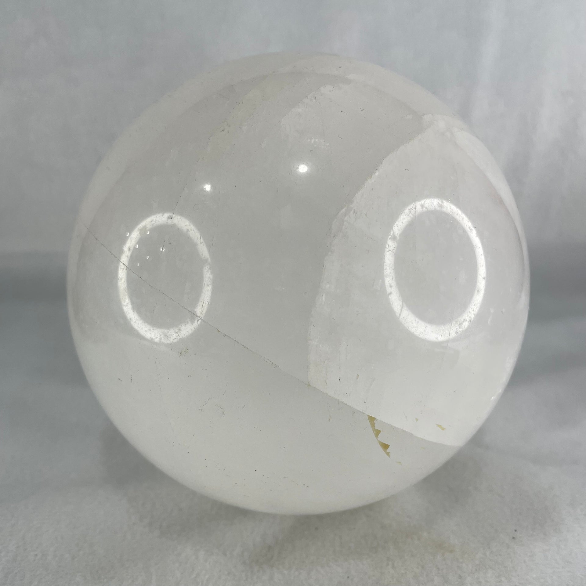 Natural Milky White Quartz Crystal Sphere Ball with Wooden Stand 2,705.8g 118.0 by 155.0mm - Huangs Jadeite and Jewelry Pte Ltd