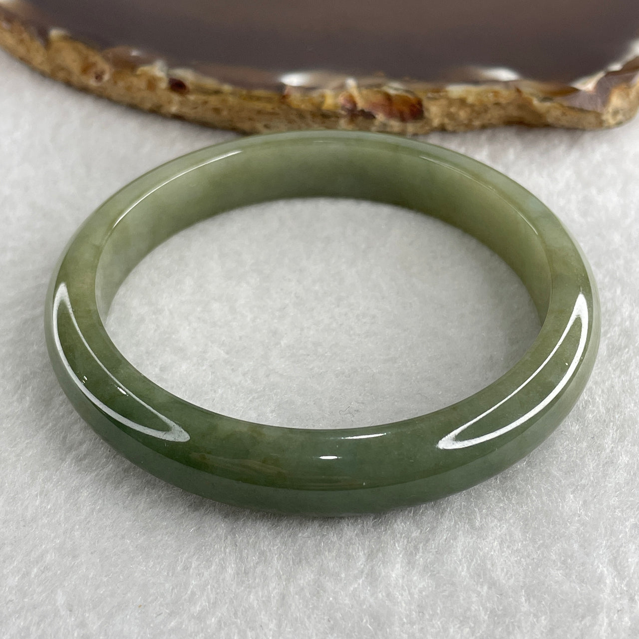 Type A Green with Brown Jade Jadeite Bangle 39.90g inner Dia 56.8mm 10.5 by 6.8mm (Slight External Line) - Huangs Jadeite and Jewelry Pte Ltd