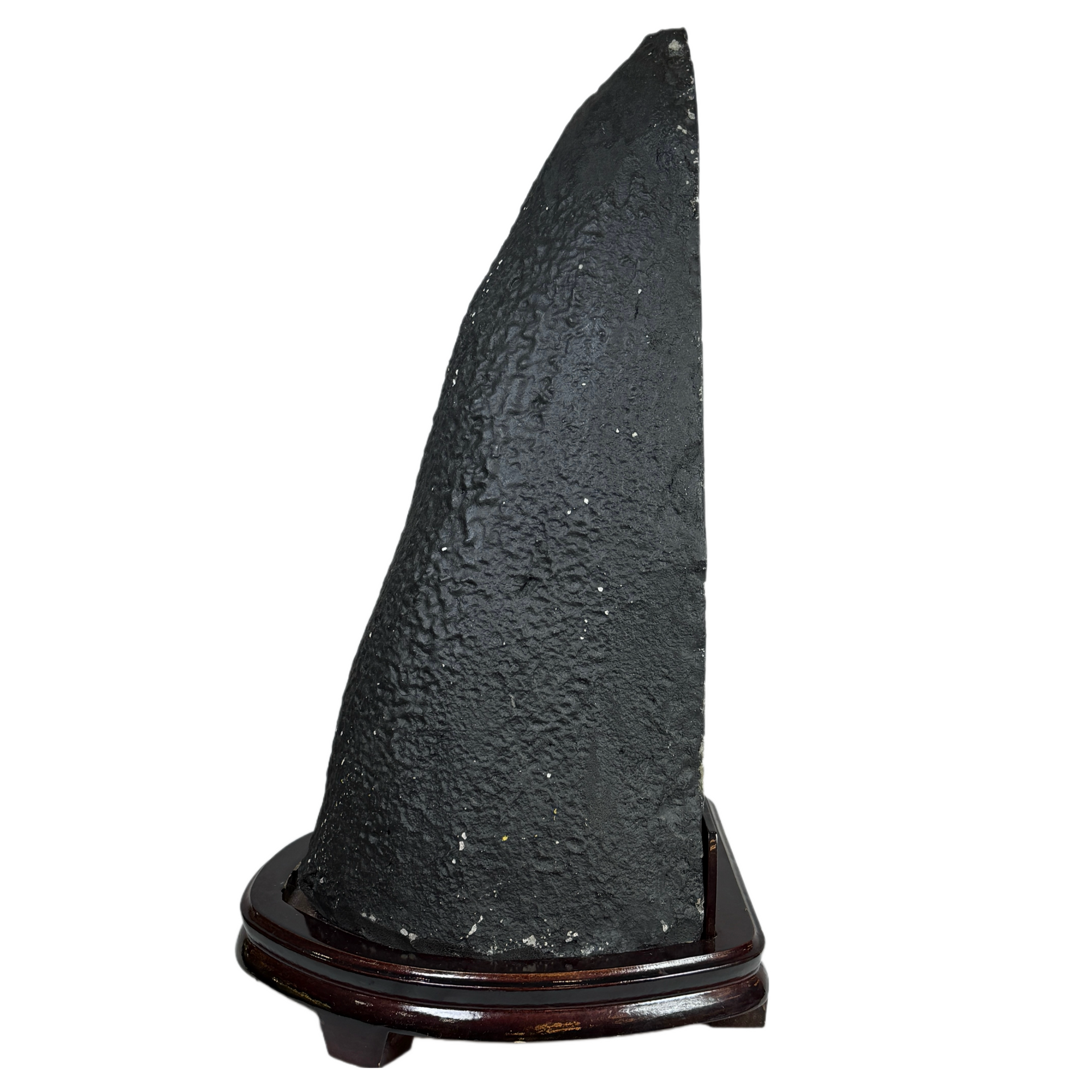 Natural Triangular Shape Amethyst Cave with Wooden Display 18,923.1g 300.0 by 280.0 by 500.0mm - Huangs Jadeite and Jewelry Pte Ltd