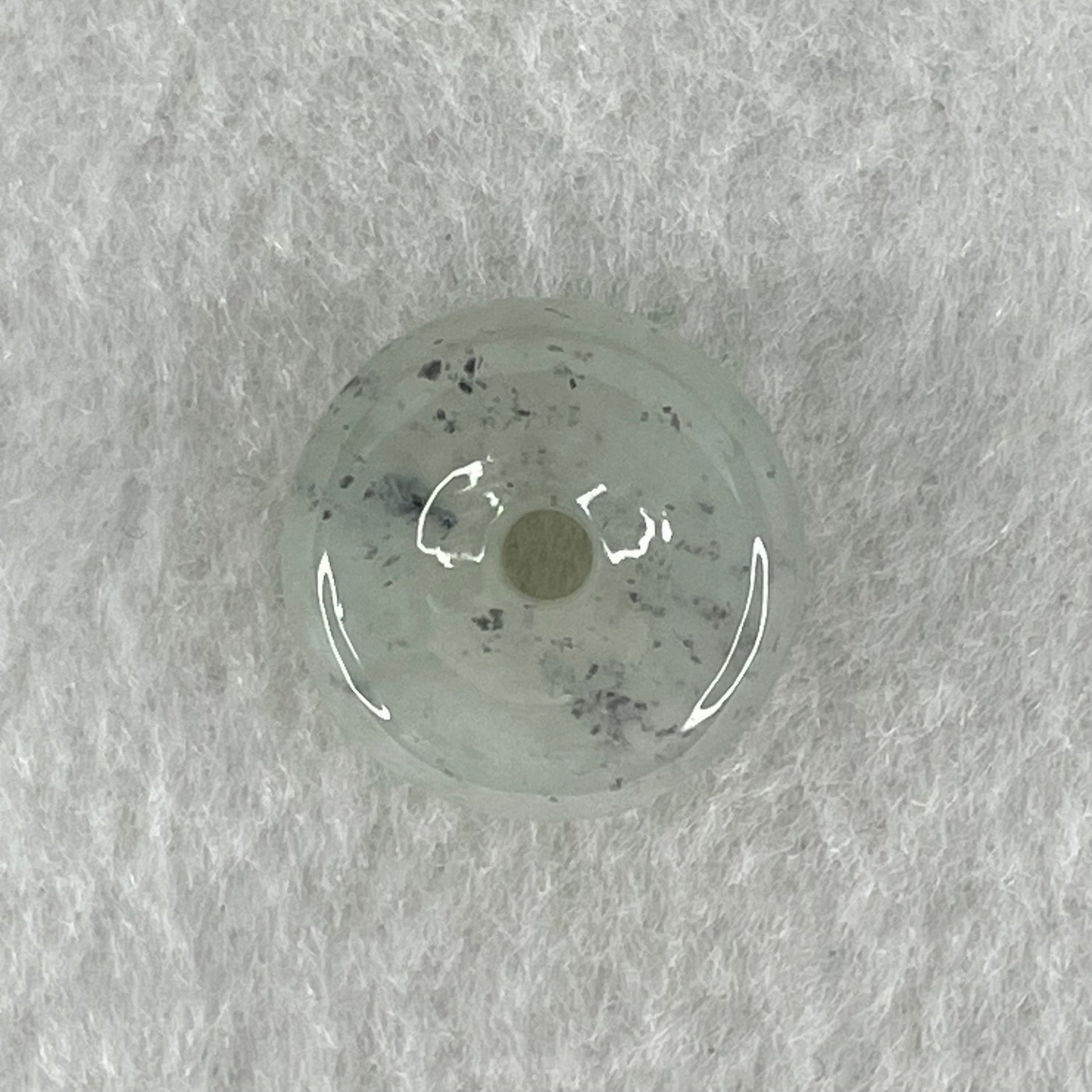 Type A Semi Icy Wuji Grey Jadeite Ping An Kou Donut Charm Pendant 3.46g 15.4 by 7.0mm - Huangs Jadeite and Jewelry Pte Ltd