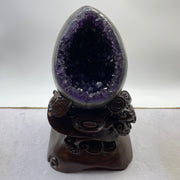 Natural Deep Purple Amethyst Egg with Wooden Stand Display 5,913.4g 170.0 by 165.0 by 270.0mm - Huangs Jadeite and Jewelry Pte Ltd