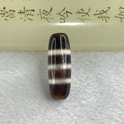 Natural Powerful Tibetan Old Oily Agate 3 Striped Dzi Bead Heavenly Master (Tian Zhu) 三条纹天诛 4.75g 28.7 by 10.3mm - Huangs Jadeite and Jewelry Pte Ltd