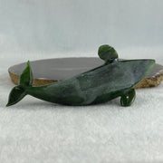 Natural Dark Green Serpentine Killer Whale Display 130.1g 122.0 by 52.0 by 50.0mm - Huangs Jadeite and Jewelry Pte Ltd