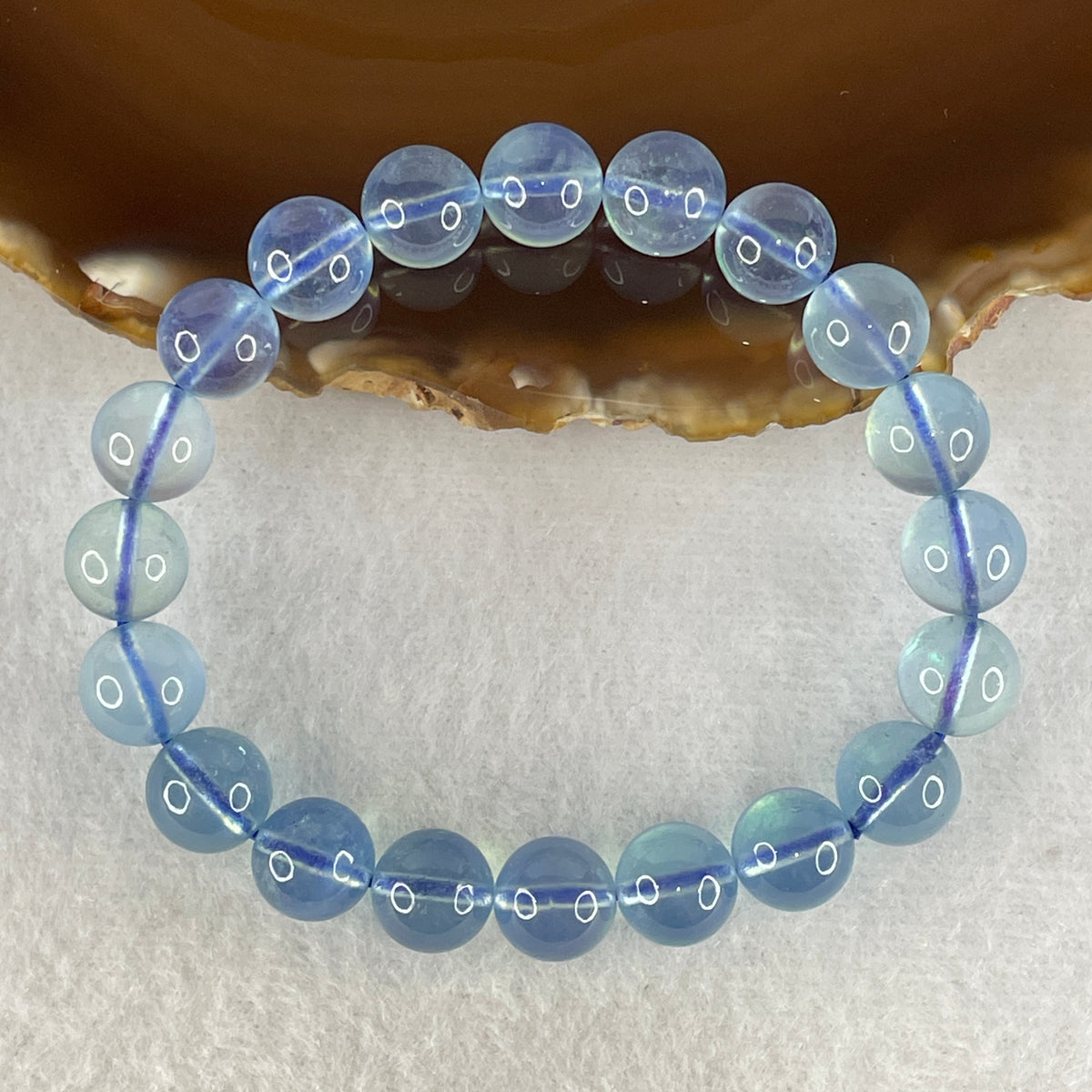 Certified Good Grade Natural Aquamarine Beads Bracelet | 16cm with 20 Beads 9.8mm (24.85g | Ocean Blue Translucency |Throat & Third Eye Chakra Harmony, Tranquil Communication & Serene Wealth Shield)
