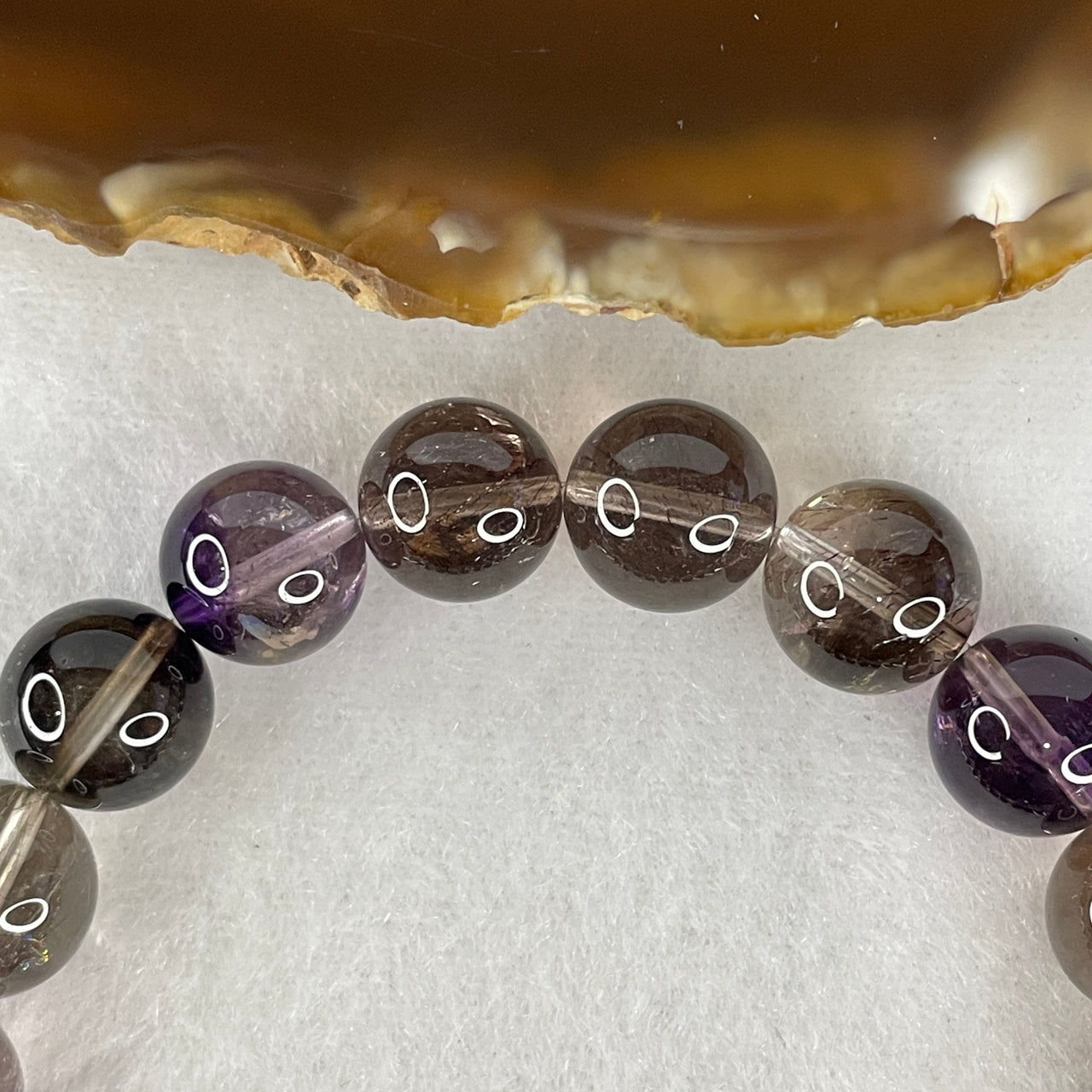 Certified Above Average Natural Fully Transparent Black Super 7 Crystal Bead Bracelet | 10.8mm Black Melody (31.86g | 16.5cm Wrist Sizing | 19 Beads)