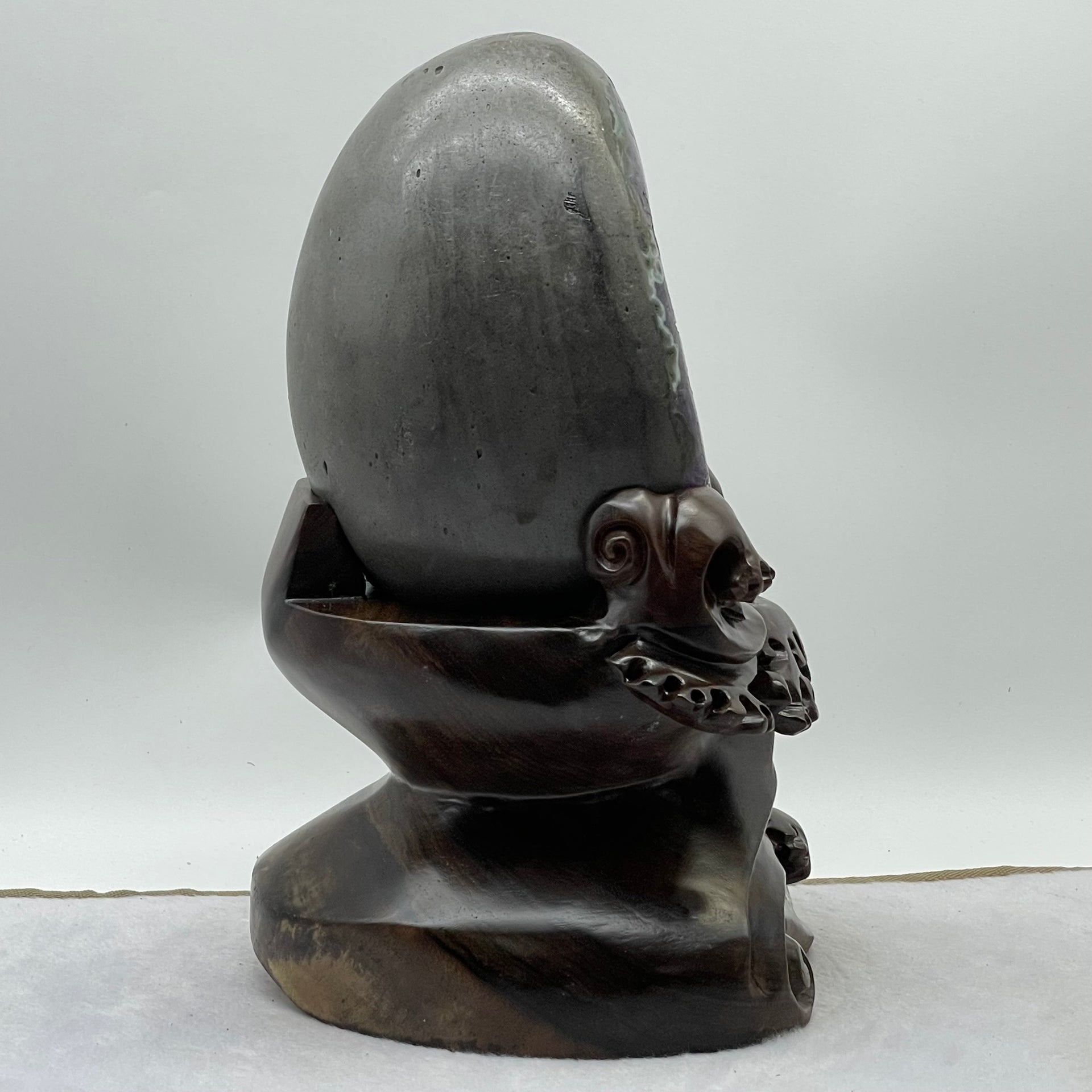 Natural Deep Purple Amethyst Egg with Wooden Stand Display Total Weight 4,534.1g 160.0 by 160.0 by 270.0mm - Huangs Jadeite and Jewelry Pte Ltd