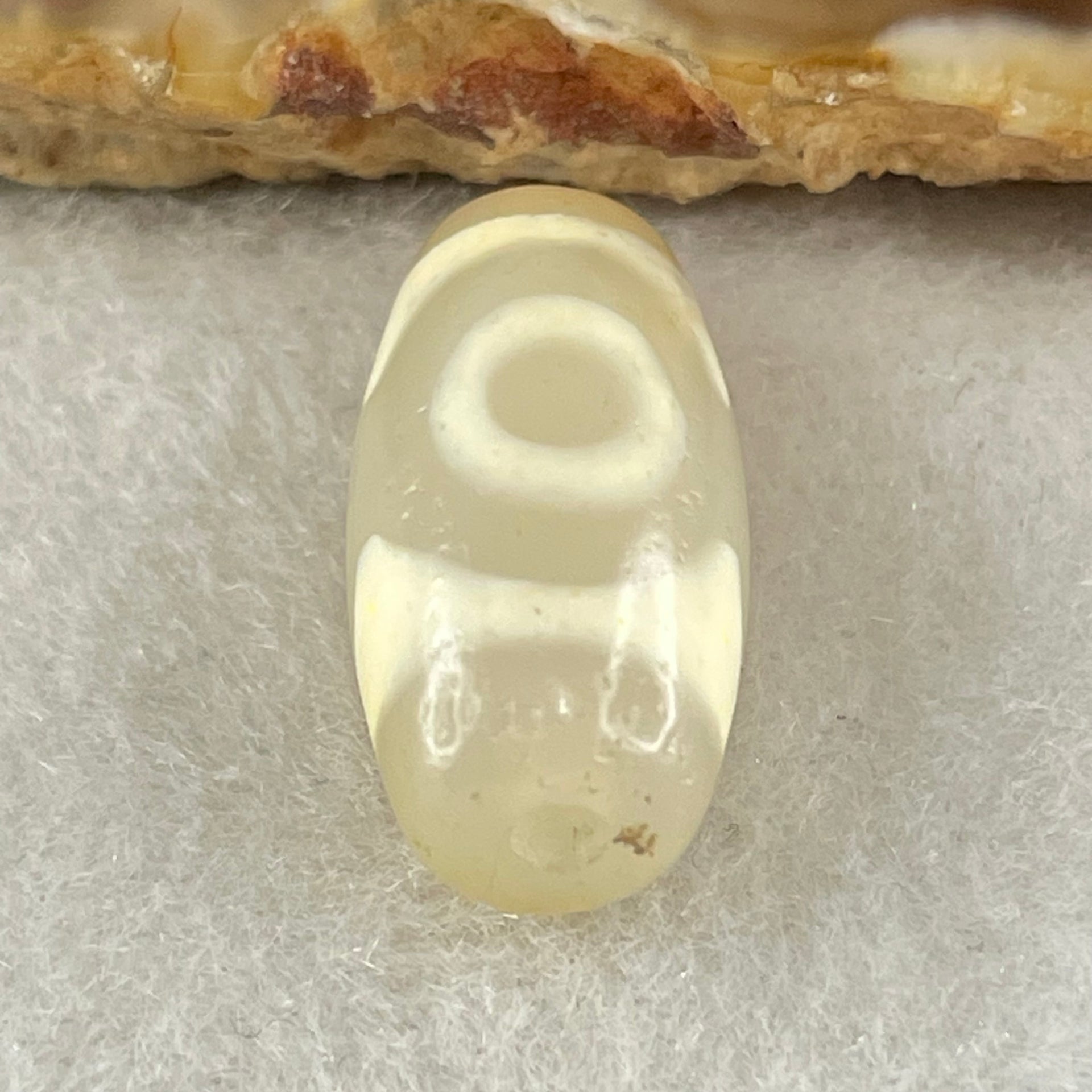 Natural Powerful Tibetan Old Oily Agate 3 Eyes Dzi Bead Heavenly Master (Tian Zhu) 三眼天诛 3.15g 20.0 by 10.5mm - Huangs Jadeite and Jewelry Pte Ltd