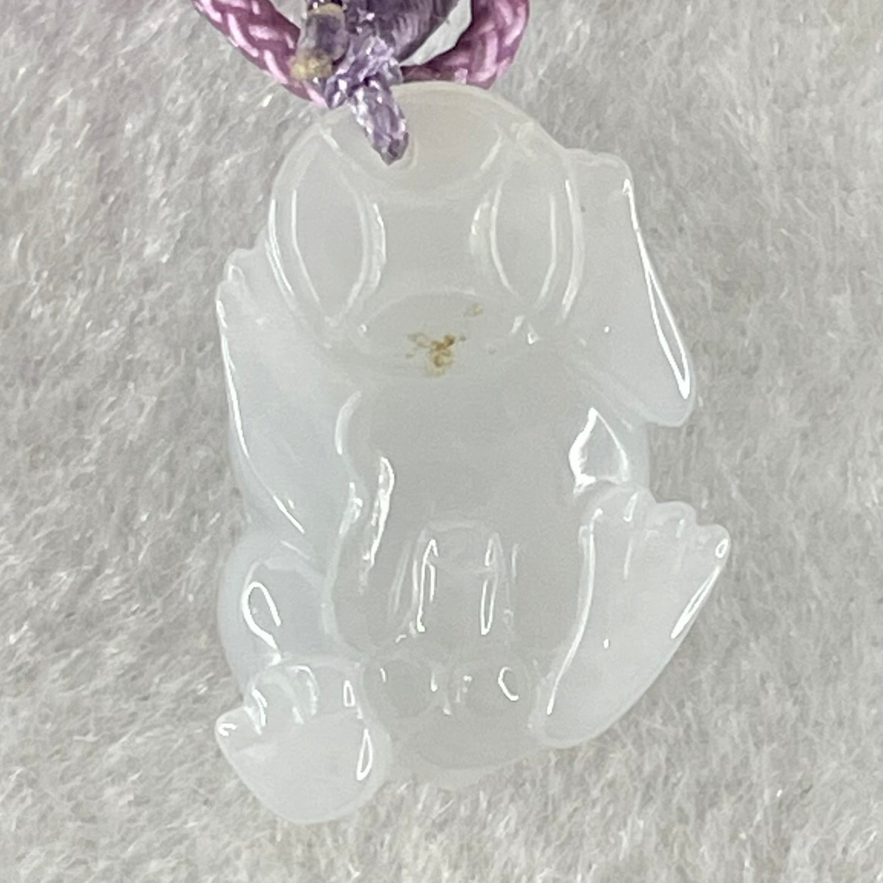 Type A Faint Lavender Jadeite Male Pixiu String Charm 5.45g 20.3 by 14.4 by 10.5mm - Huangs Jadeite and Jewelry Pte Ltd