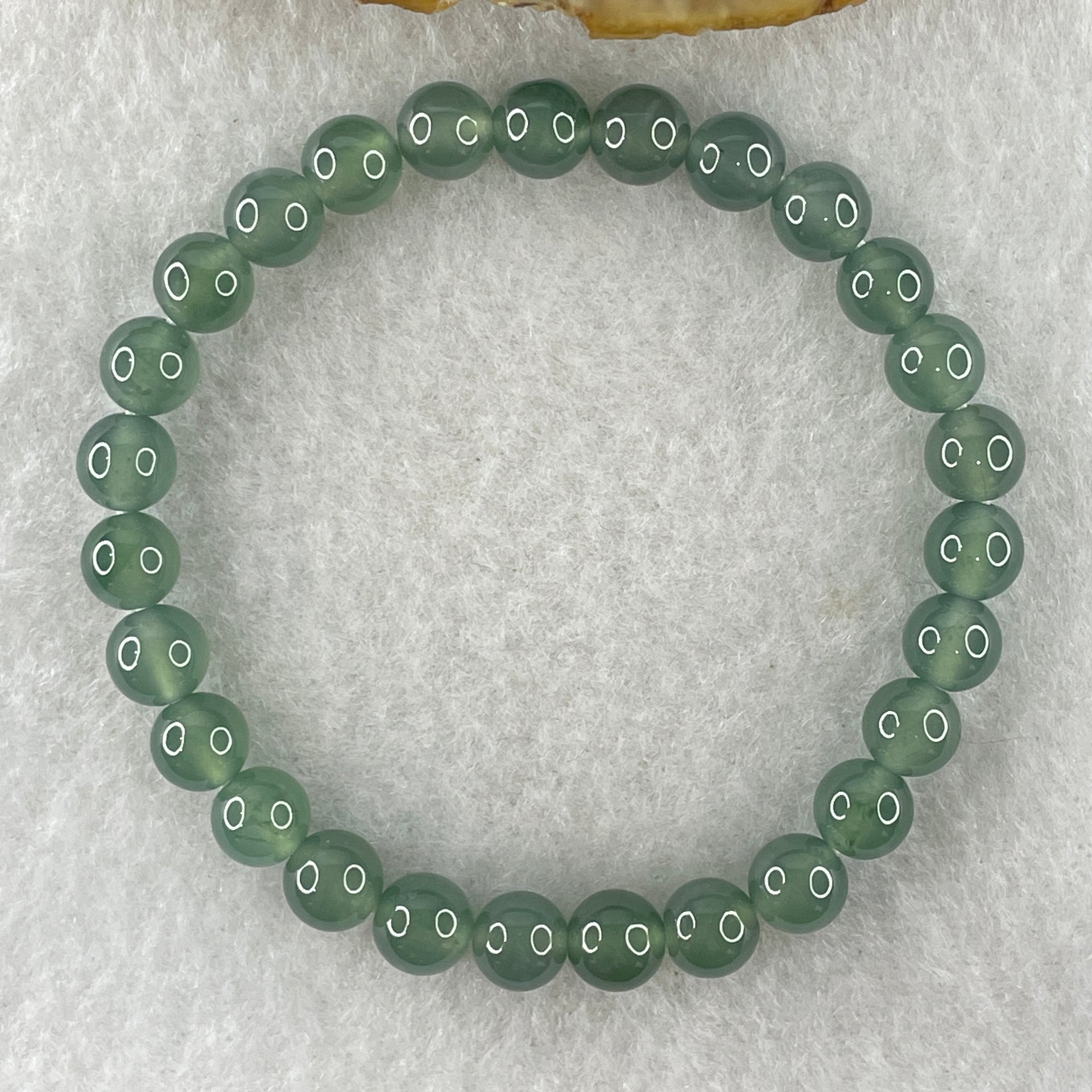 Type A Natural High Icy Blueish Green Jadeite Beads Bracelet 12.86g 14.5cm 6.6mm 27 Beads - Huangs Jadeite and Jewelry Pte Ltd