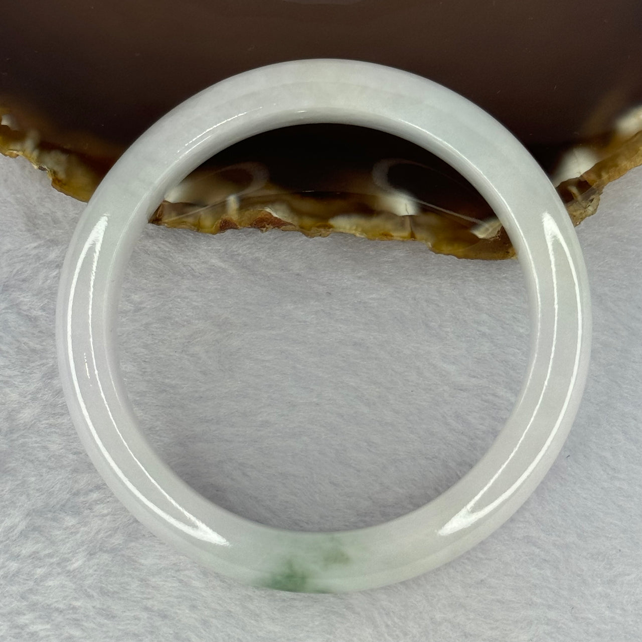 Type A Faint Lavender and Green Patches Jadeite Bangle 52.69g Internal Diameter 56.7mm 11.5 by 8.4mm (Close to perfect) - Huangs Jadeite and Jewelry Pte Ltd