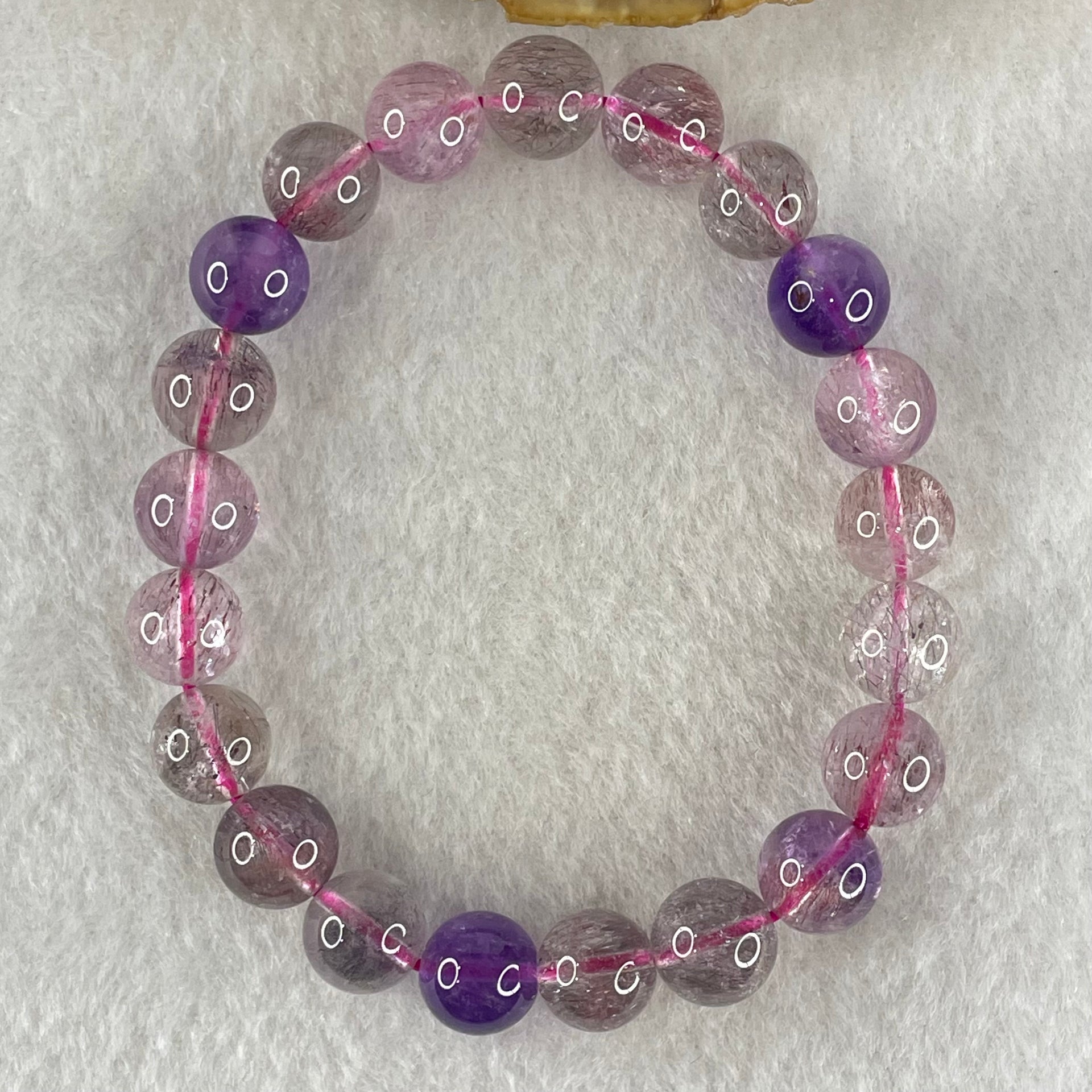 Above Average Grade Natural Super 7 Crystal Beads Bracelet 天然超级七水晶珠手链 21.93g 16cm 9.2mm 21 Beads - Huangs Jadeite and Jewelry Pte Ltd