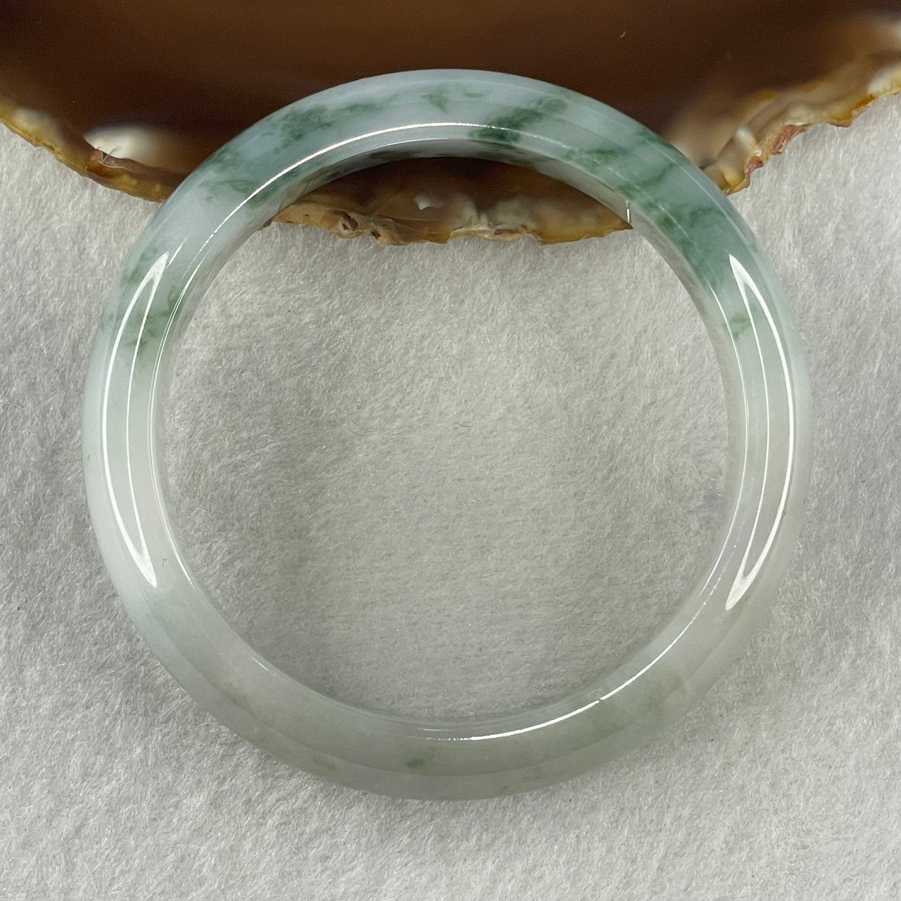 Certified Natural Type A Light Lavender with Spicy Green Patches Jadeite Bangle 71.20g Internal Diameter 58.5mm 15.6 by 8.6mm (Slight Internal Line)