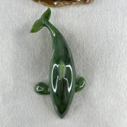 Natural Dark Green Serpentine Killer Whale Display 257.7g 154.5 by 71.6 by 62.5mm - Huangs Jadeite and Jewelry Pte Ltd