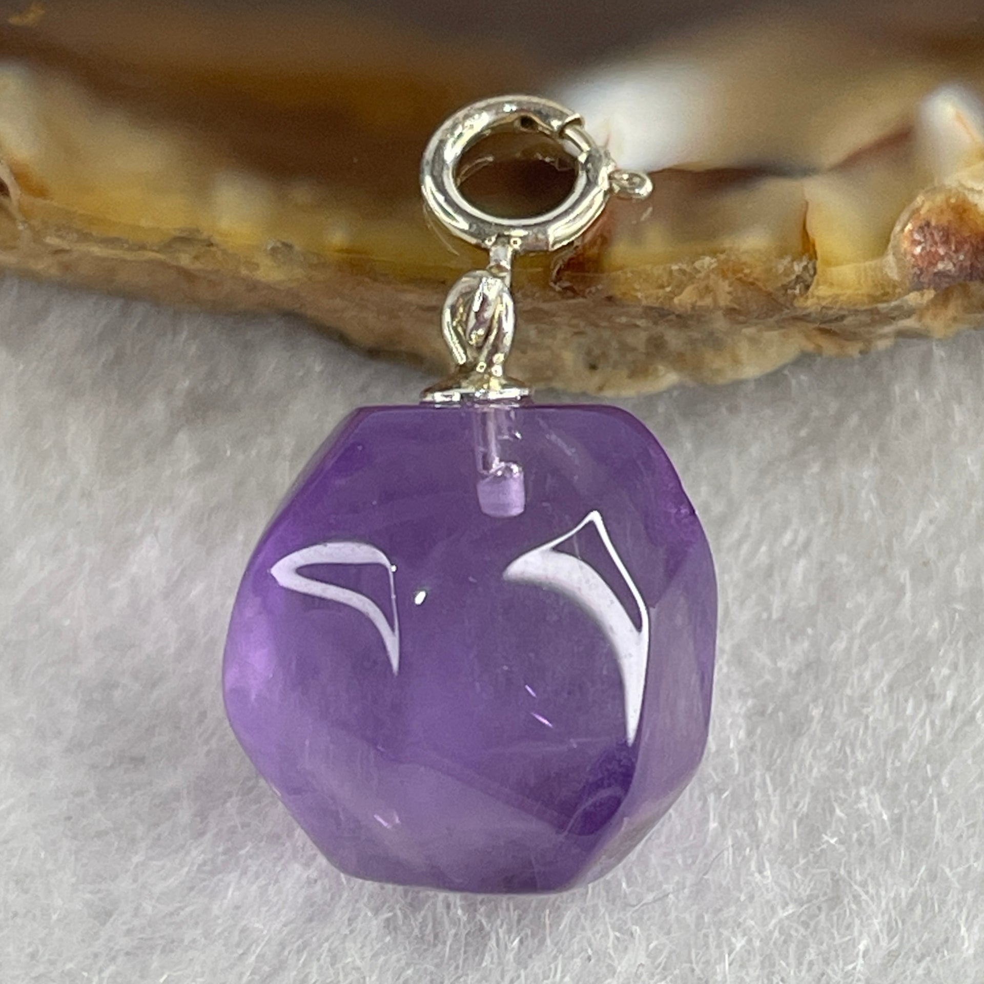 Natural Amethyst Pebble Pendant 2.92g 13.2 by 12.5mm - Huangs Jadeite and Jewelry Pte Ltd