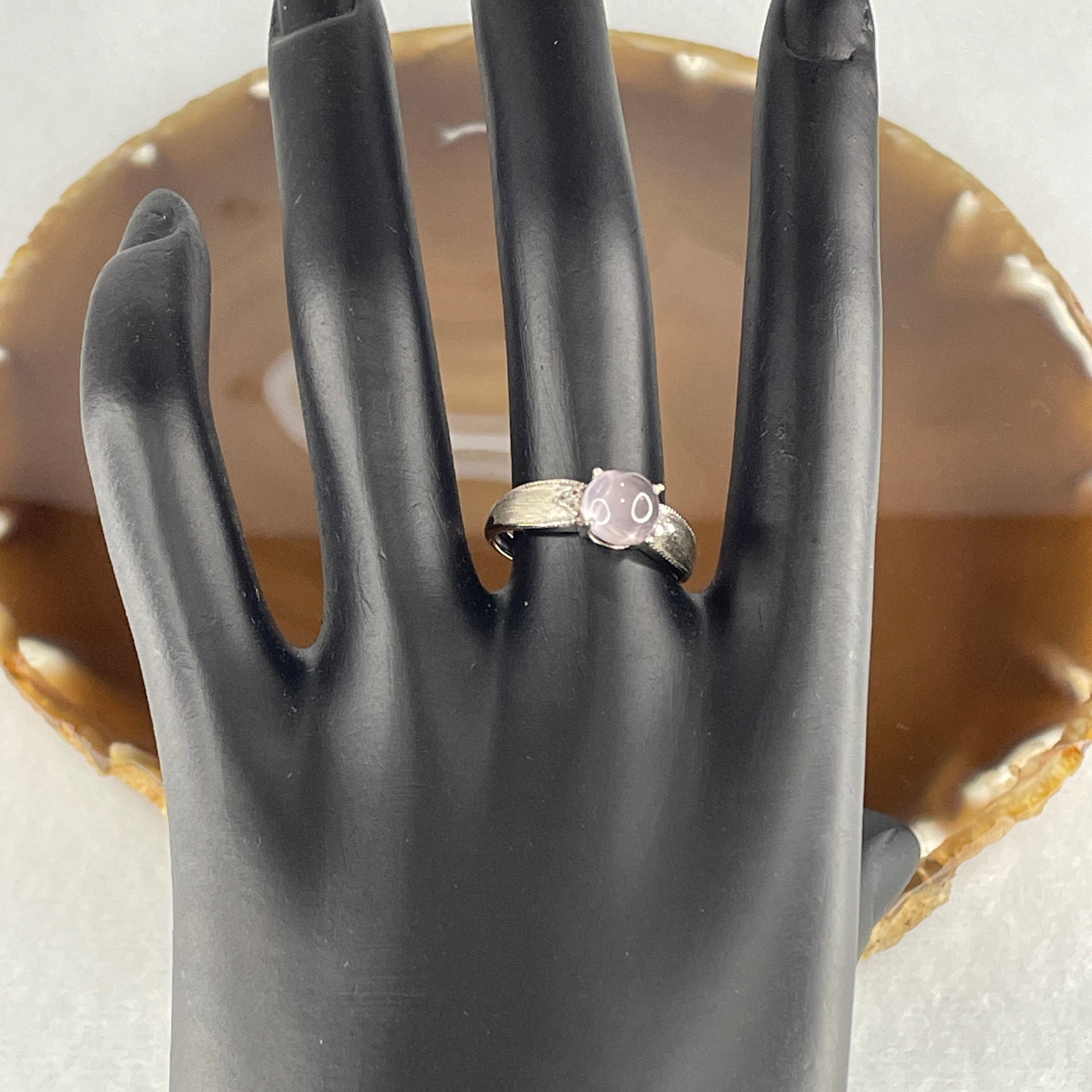 Good Grade Natural Rose Quartz Star Cat Eyes Ring in S925 Sliver 1.96g 6.8 by 4.5mm (Adjustable Size) - Huangs Jadeite and Jewelry Pte Ltd