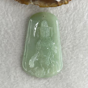 Natural Type A Jelly Light Green Jadeite Guan Yin on Lotus Flower Pendant 23.91g 55.0 by 34.1 by 7.5mm - Huangs Jadeite and Jewelry Pte Ltd
