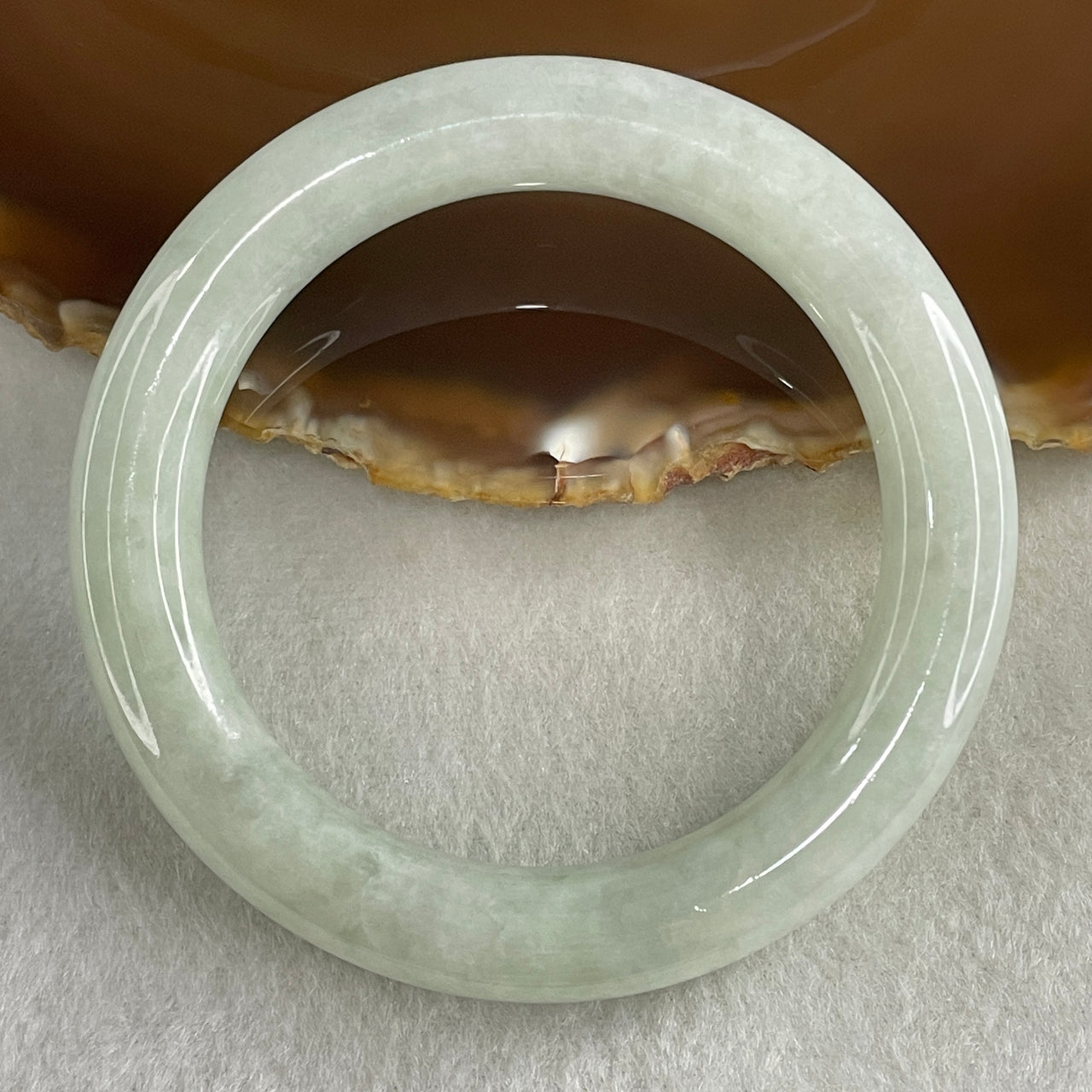 Type A Light Green Jadeite Bangle Internal Diameter 53.2mm 55.483g 10.1 by 10.4mm (Close to Perfect) - Huangs Jadeite and Jewelry Pte Ltd