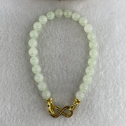 Natural Type A Jelly Light Green Jadeite Beads Bracelet | (24.96g | 20cm | 8.1mm x 24 Beads | Heart Chakra Radiance, "Ping An" Smooth Luck & Feng Shui Prosperity Catalyst) - Huangs Jadeite and Jewelry Pte Ltd