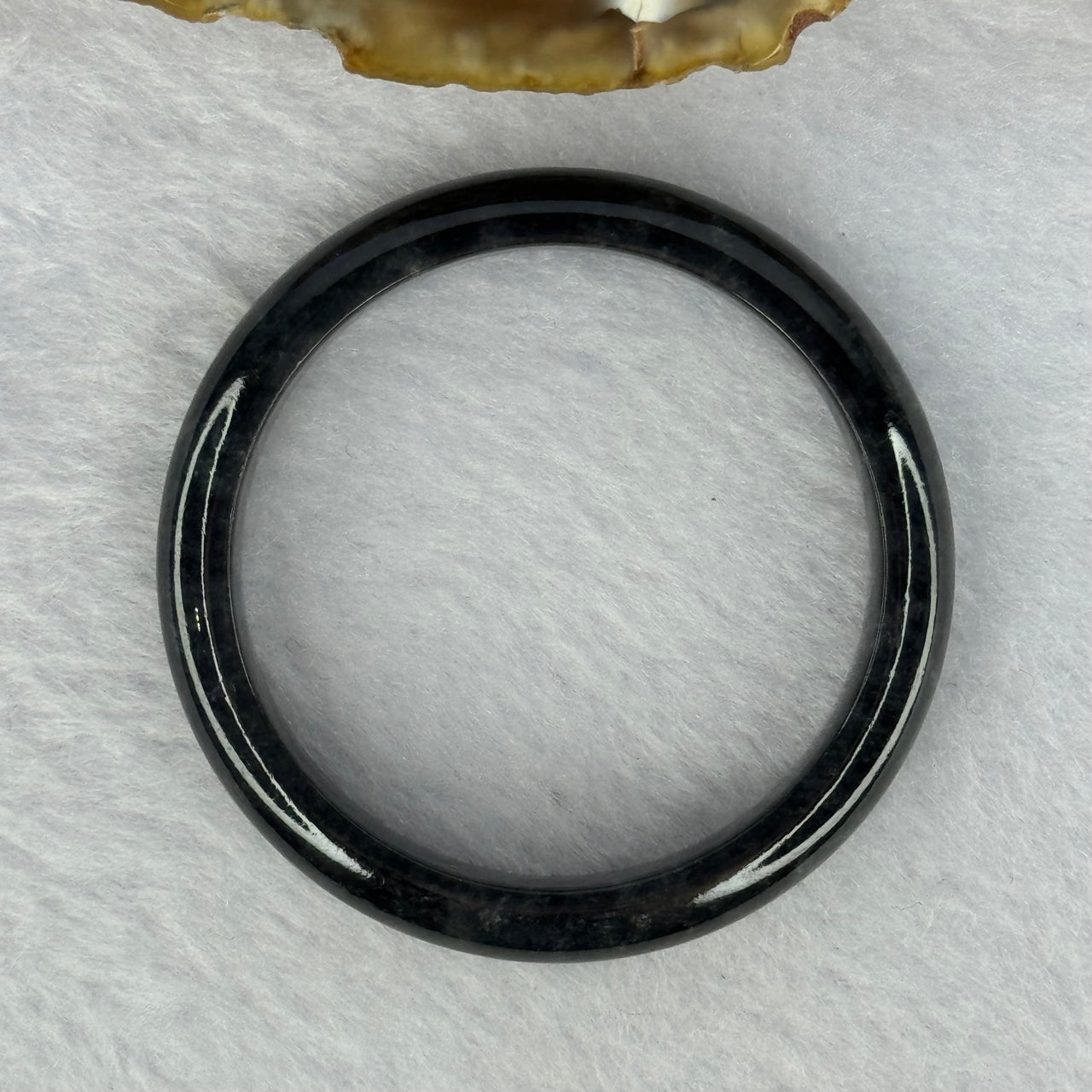 Type A Highly Translucent Black Grey Wuji Jadeite Baby Bangle 12.83g Internal Diameter 36.4mm 7.4 by 5.1mm - Huangs Jadeite and Jewelry Pte Ltd