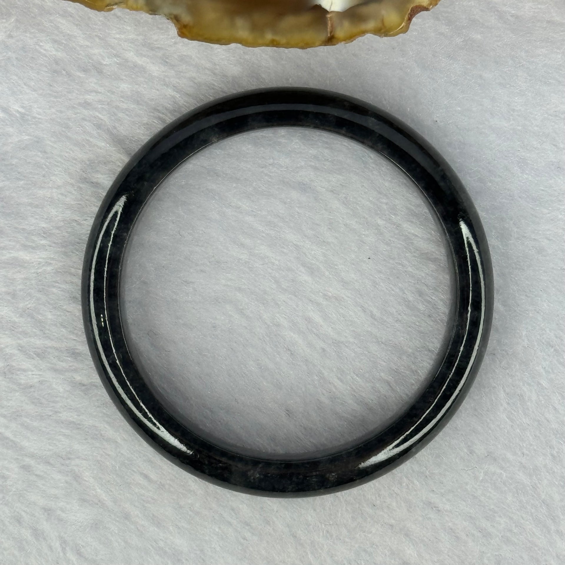 Type A Highly Translucent Black Grey Wuji Jadeite Baby Bangle 12.83g Internal Diameter 36.4mm 7.4 by 5.1mm - Huangs Jadeite and Jewelry Pte Ltd