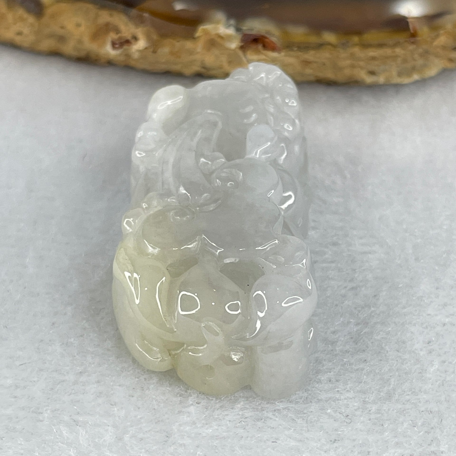 Special Natural Type A Lavender with Yellowish Spot Jadeite Male Pixiu Pendant 22.49g 40.3 by 20.8 by 12.3mm - Huangs Jadeite and Jewelry Pte Ltd