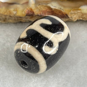 Natural Powerful Tibetan Old Oily Black White Agate Green Tara Dzi Bead Heavenly Master (Tian Zhu) 绿度母天珠 4.80g 17.4 by 13.5mm - Huangs Jadeite and Jewelry Pte Ltd