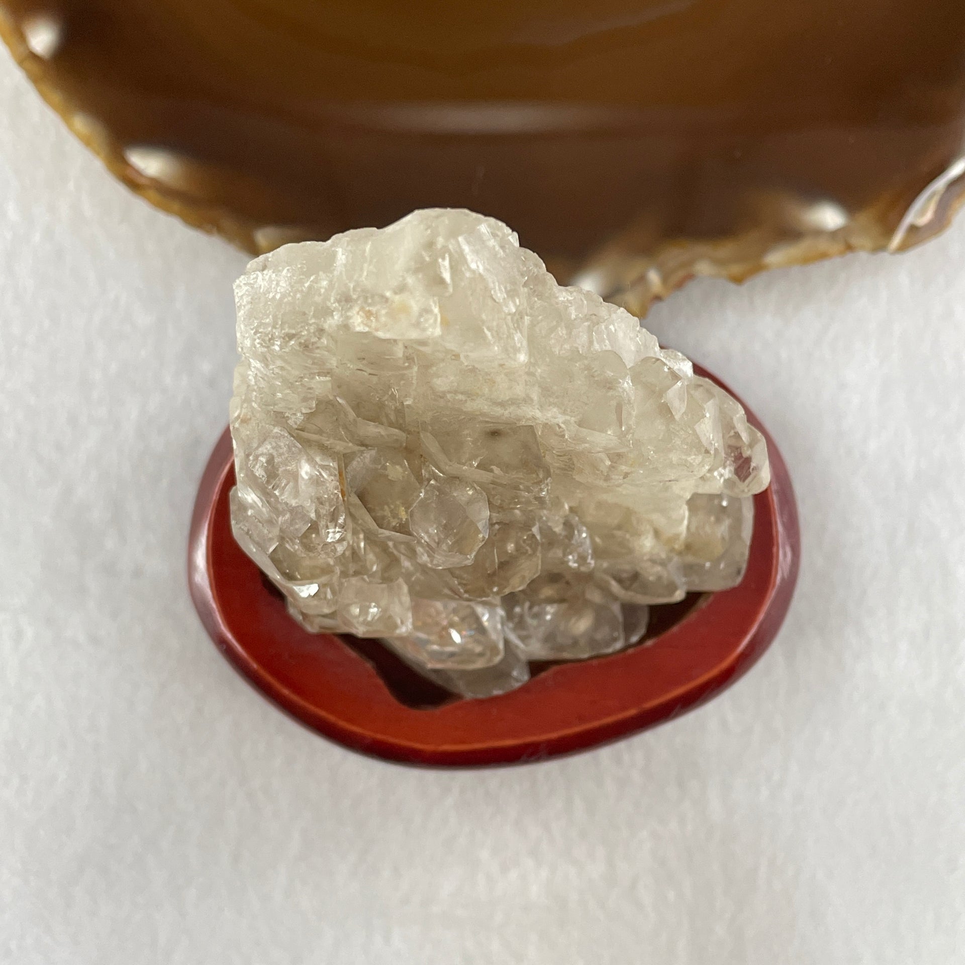 Natural Smoky Quartz Rough Rectangular Shape Display in Wooden Stand 164.95g 76.3 by 55.5 by 86.7mm - Huangs Jadeite and Jewelry Pte Ltd