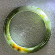 Type A Light Green and Moss Green and Brown Patches Jadeite Bangle 55.5mm 51.12g 10.6 by 9.0mm (Slight Internal Line) - Huangs Jadeite and Jewelry Pte Ltd