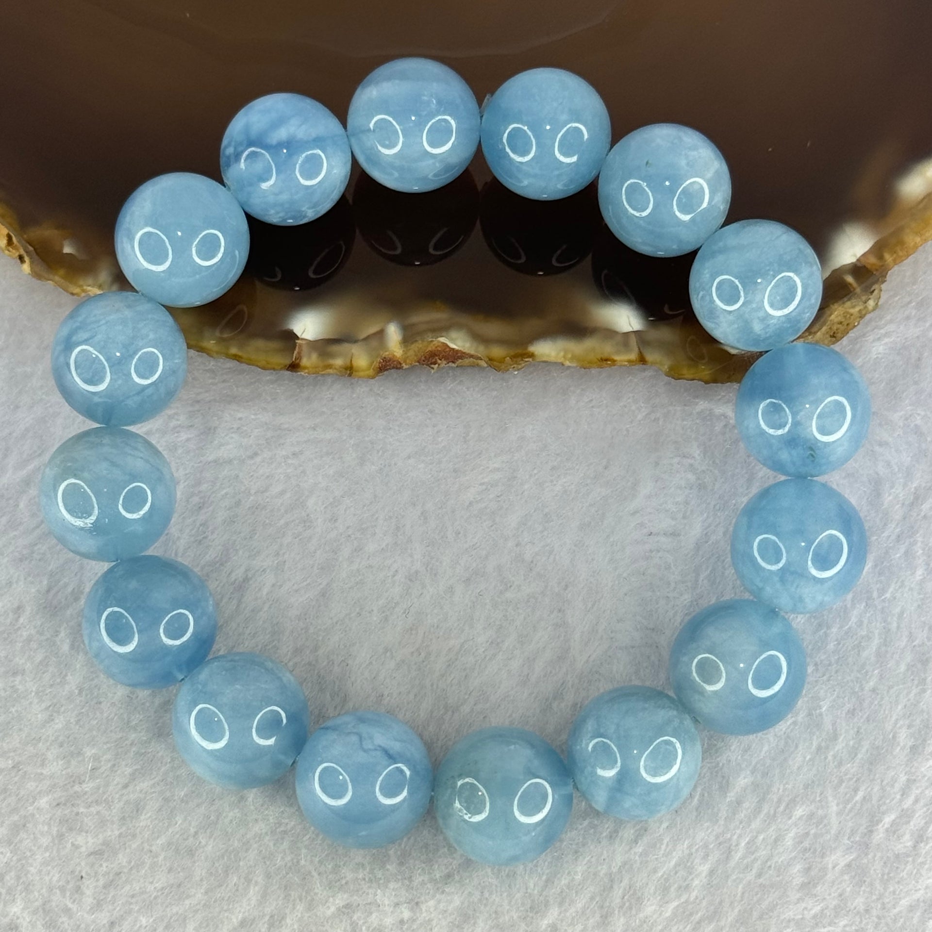 Natural Aquamarine Beads Bracelet 57.78g 17.5cm 13.9mm 16 Beads - Huangs Jadeite and Jewelry Pte Ltd