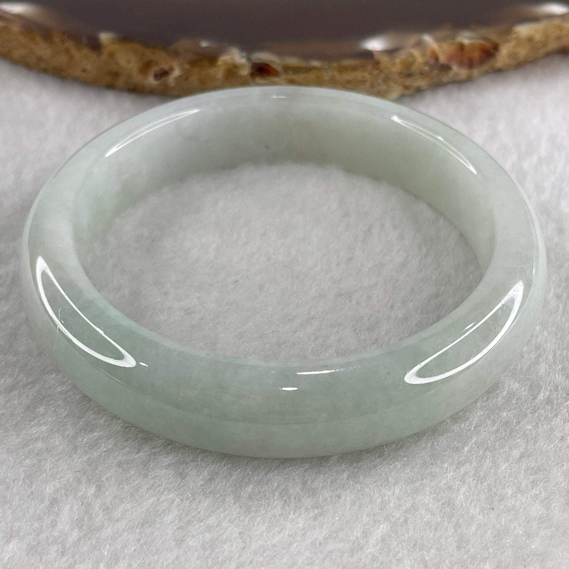 Type A Blueish Green with Faint Lavender and Brownish Spot Jadeite Bangle Internal Diameter 53.8mm 47.48g 12.3 by 7.6mm (Close to Perfect ) - Huangs Jadeite and Jewelry Pte Ltd
