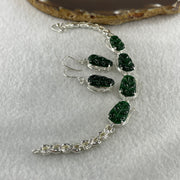 Type A Natural Semi Icy Bright Green Jadeite Leaf Stone for Setting each about 17.1 by 10.3 by 2.5mm (On Silver Earrings 5.41g and Bracelet 16.83g Mold) - Huangs Jadeite and Jewelry Pte Ltd