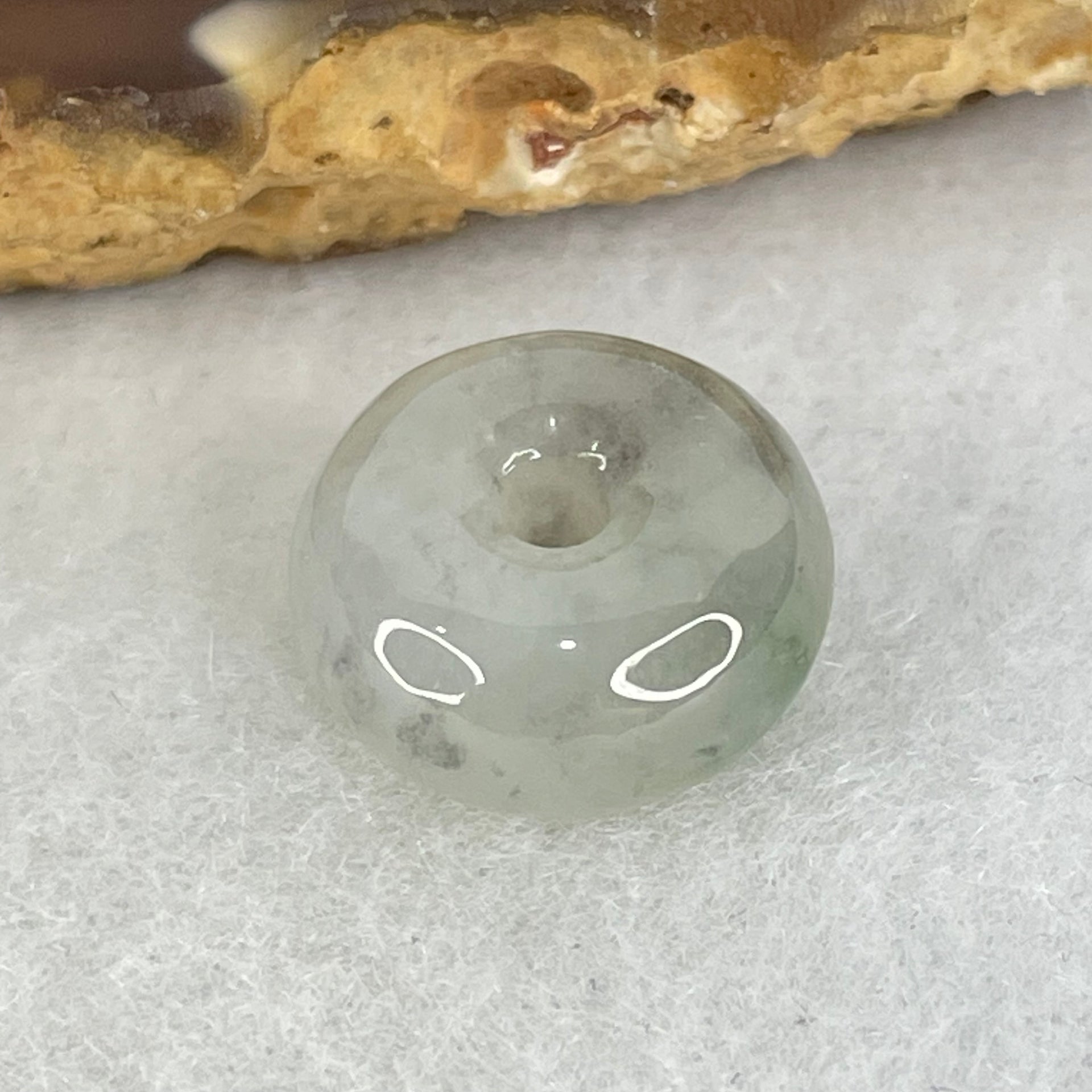 Type A Icy Wuji Grey Jadeite Ping An Kou Donut Charm Pendant 2.77g 13.8 by 7.0mm - Huangs Jadeite and Jewelry Pte Ltd